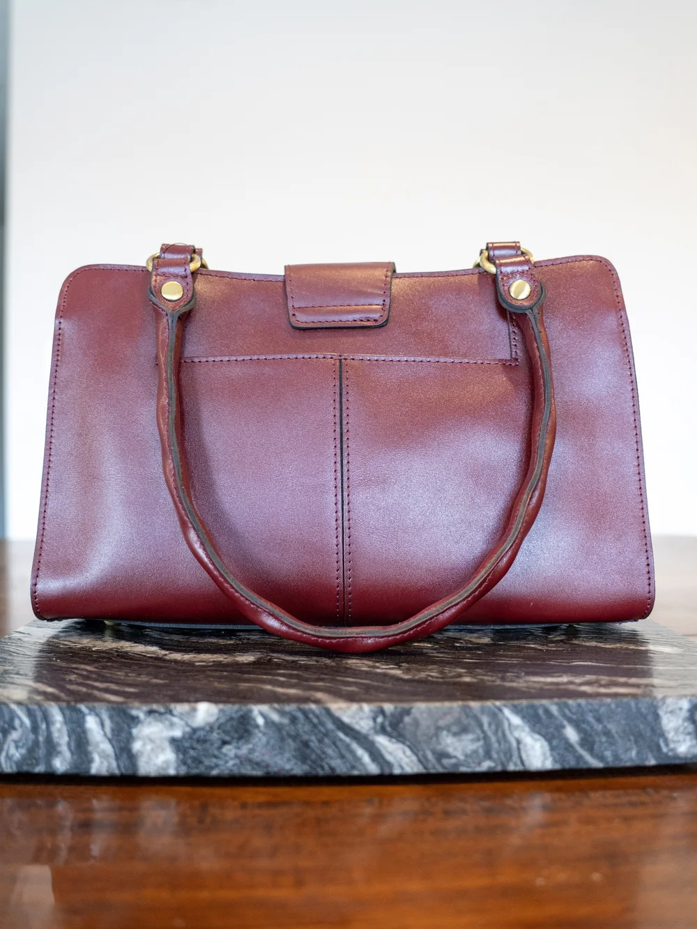 Embossed Floral Leather Satchel Bag